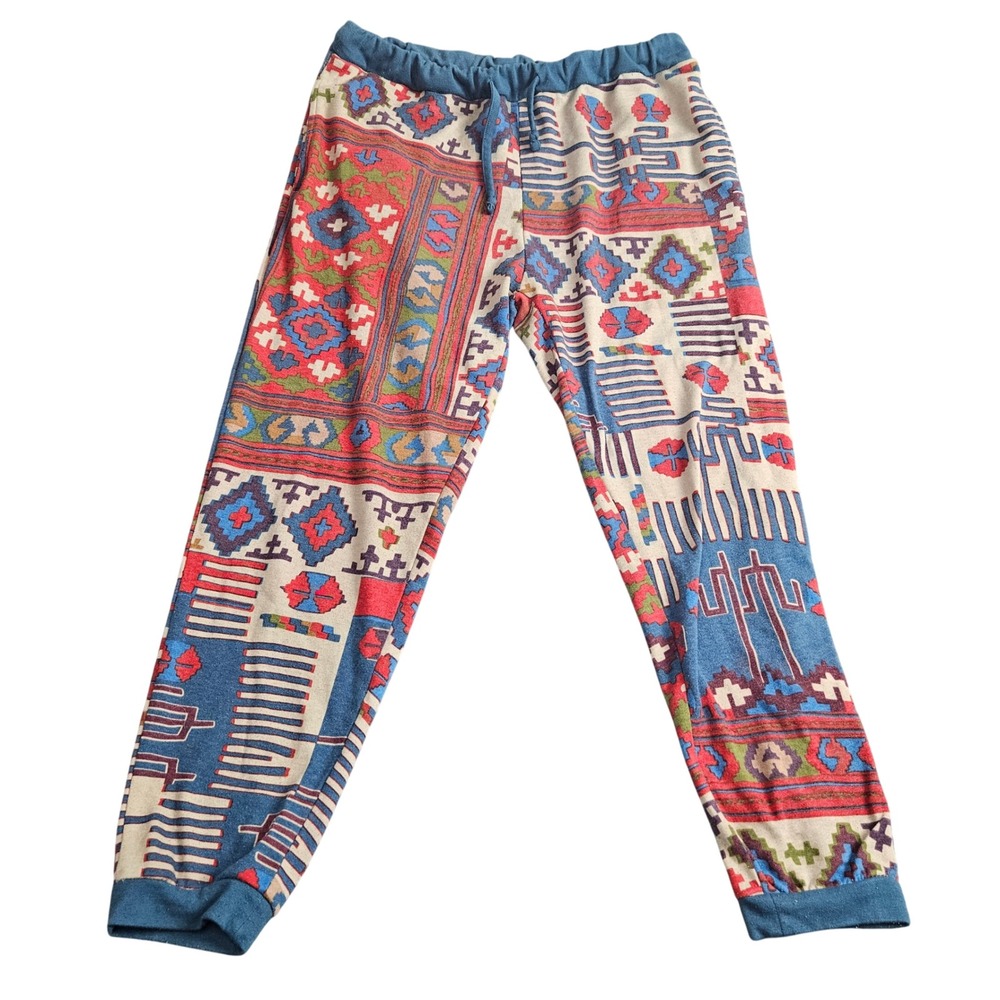 Ecote Womens Aztec Pants Large Joggers Aztec Southwestern Geometric Knit Lounge